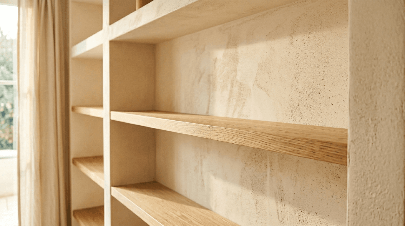 Pusta, beżowa spiżarnia