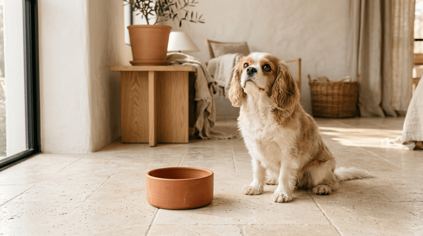 Pies przy pustej misce
